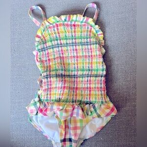 Mini Boden rainbow gingham swimsuit